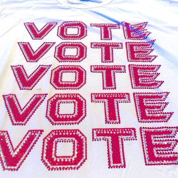 AKIRA Tops - VOTE T-Shirt With Sparkly Swarovski Crystals by AKIRA - Size Large